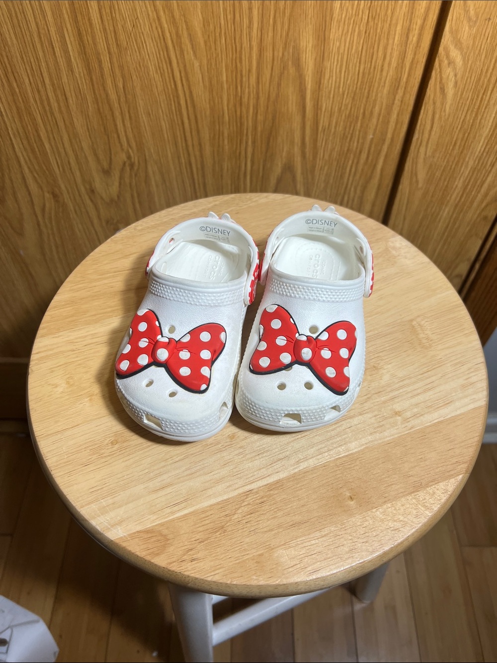 Disney White Kids Slip-On Clogs with Red Polka Dot Bow